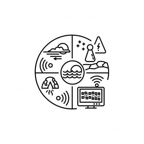 Environmental Data Telemetry Icon - Air, Water, Terrestrial Symbols