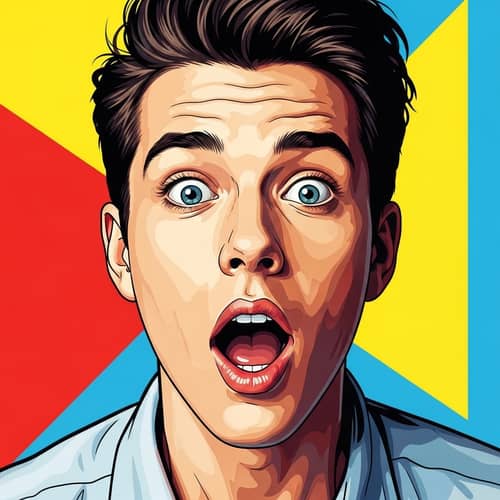 Bold Pop Art Style Digital Painting of Awe-Struck Young Adult