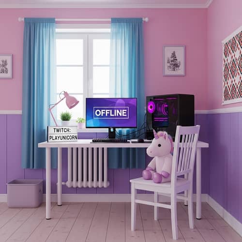 Charming Retro Room with Ukrainian Touch for Gaming Streamer