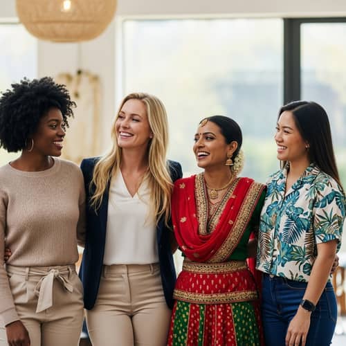 Diverse Women in Fashion: Black, White, Indian, Filipina