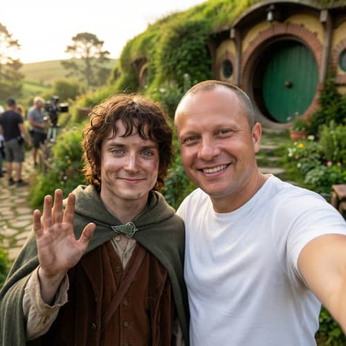 Epic Selfie with Elijah Wood at Hobbiton