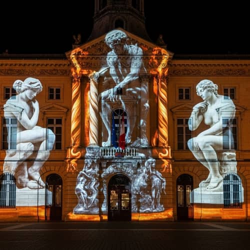 Late 19th Century French Sculpture Show at Town Hall Facade