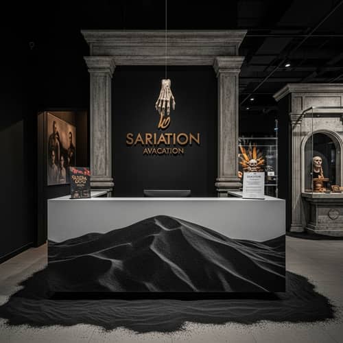 Unique Beach-inspired Reception Counter with Haunting Elements