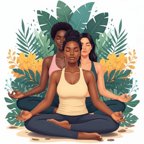 Tranquil Meditation Scene with Diverse Women in Nature
