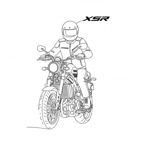Minimalist Biker Art | Yamaha XSR Motorcycle Illustration
