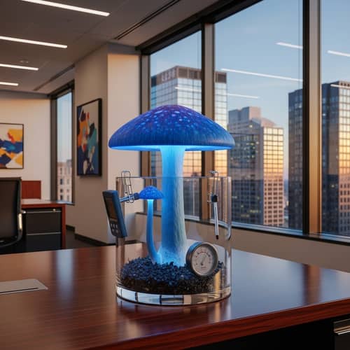 Peculiar Blue Mushroom in Glass Pot | High-End Company