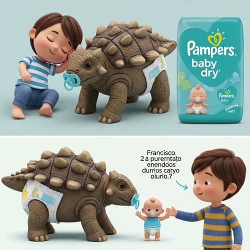Francisco Enrique Naptime with Clay Akylosaur in Pampers Baby Dry Diapers Francisco Enrique Naptime with Clay Akylosaur in Pampers Baby Dry Diapers