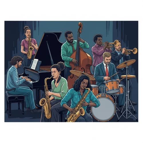 Diverse Group of Musicians in Jazz Performance | Symphony of Sounds