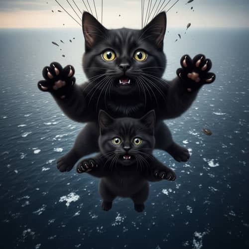 Real-life Black Cat & Kitten Parachute Adventure: Terrifying Journey Survived