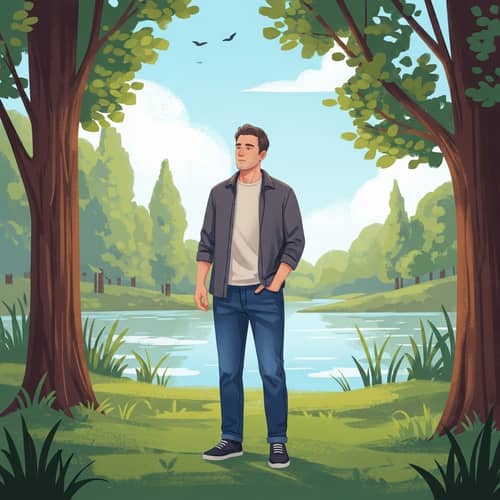 Tranquil Scene with a Calm Man Enjoying Nature