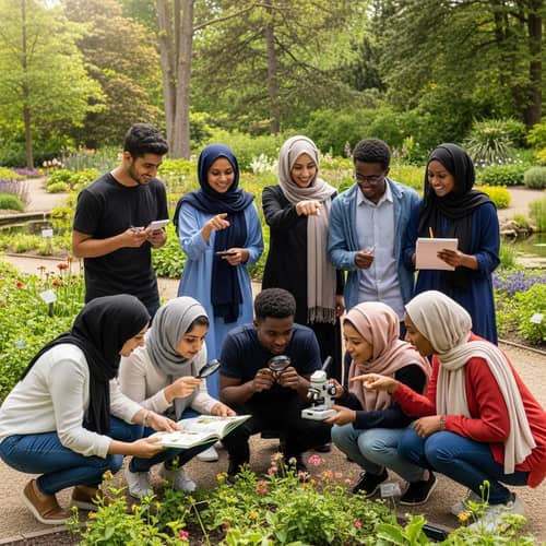 Multiethnic Hijabi Students Engaging on School Trip