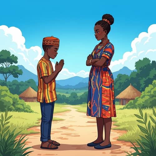 African Boy Apologizes to Girl on Rural Path | Cultural Gesto