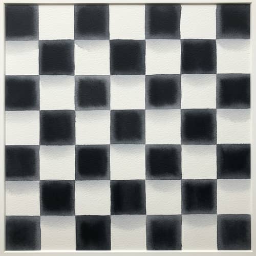 Chess Style Watercolor Painting in Black and White