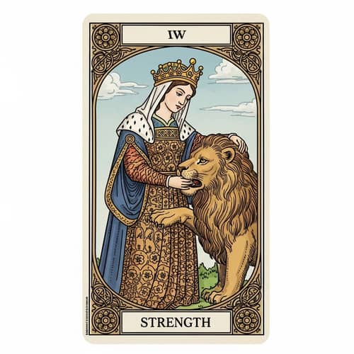 Marseille Tarot Strength Card: Woman & Lion Symbolism