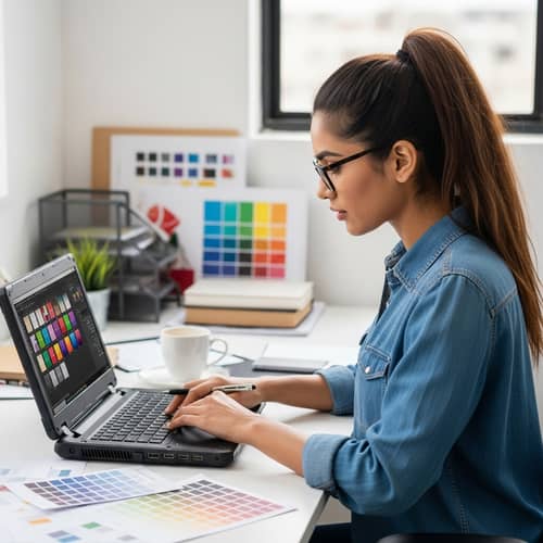 Professional South Asian Female Designer Crafting Creative Masterpieces