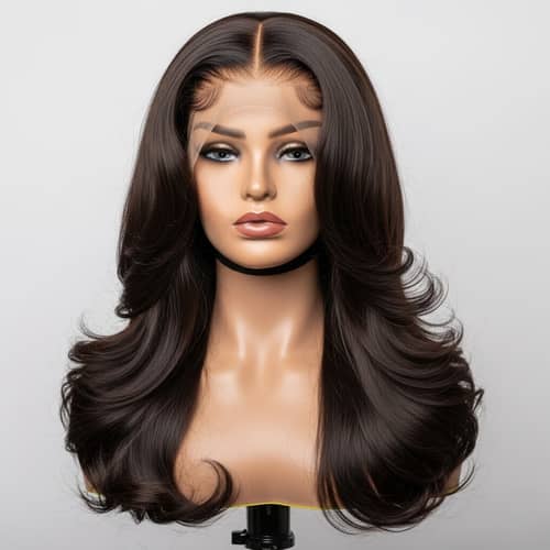 Luxurious Dark Brown Human Hair Wig | Exquisite Craftsmanship