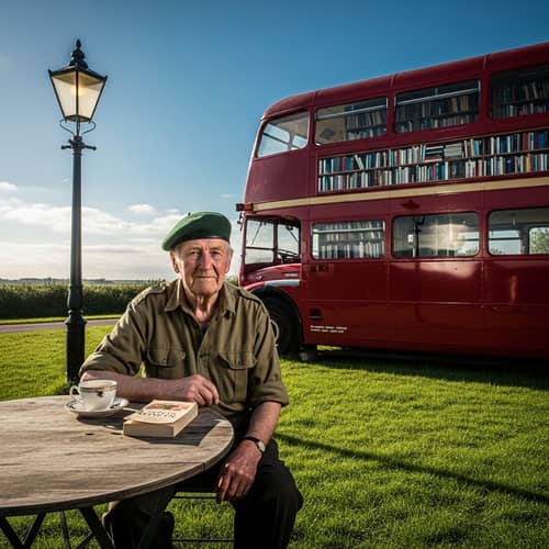 Elderly Man with Green Beret Enjoys a Sunny Day