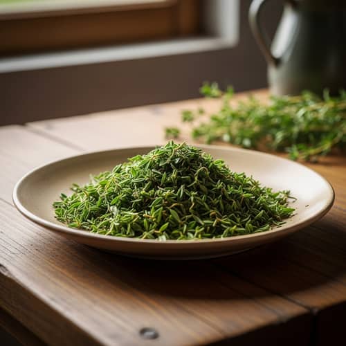 Palestinian Thyme Spice Mix on Ceramic Plate | Fragrant Herbs