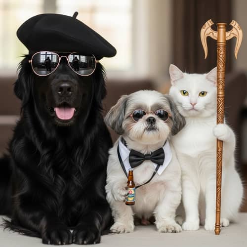 Pet Accessories: Stylish Golden Retriever, Shih Tzu, and Cat