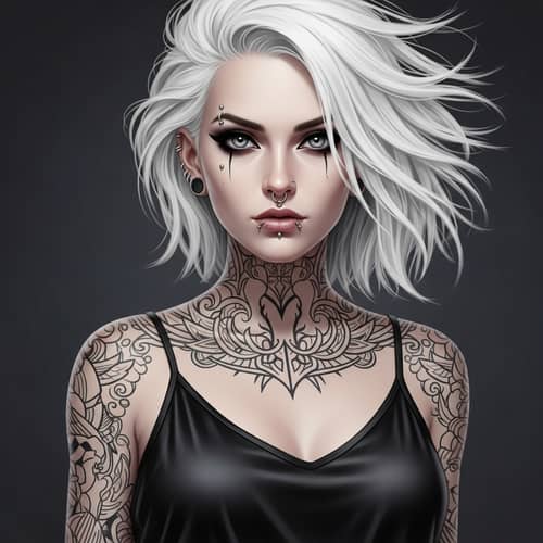 Pale Goth Female with Dancer's Physique | Cyberpunk Style Art