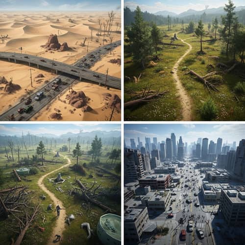 Post-Apocalyptic World with Unique Zombie-Infested Terrains