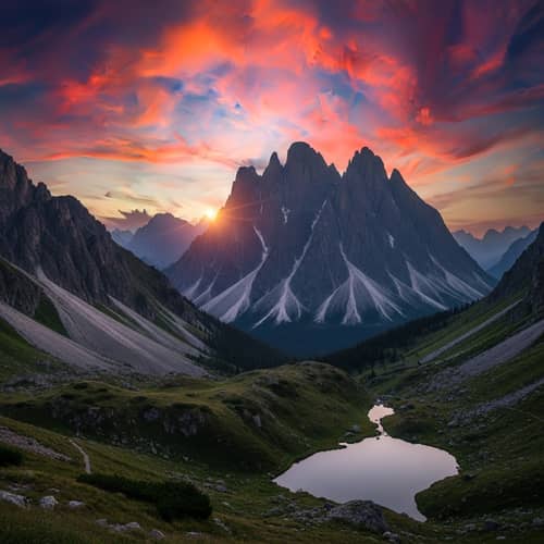 Majestic Mountain Landscape with Abstract Touch