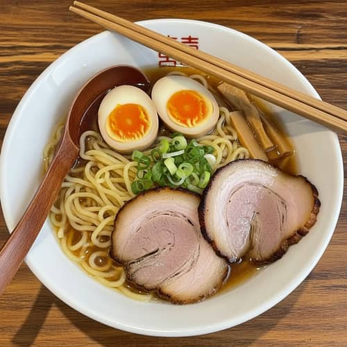 Authentic Ramen Noodles with Roasted Pork and Soft-Boiled Egg
