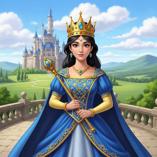 Royal South Asian Princess in Blue Gown | Enchanting Scene