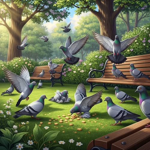 Tranquil City Park Birds: Flight, Rest, and Beauty
