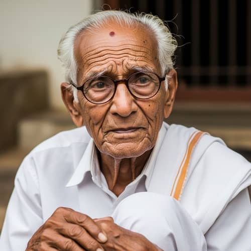 Wise South Asian Man with Silver Hair and Traditional Attire