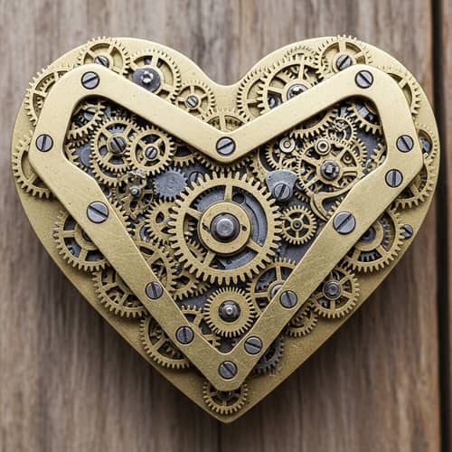 Antique Brass Cogheart: Symbol of Steampunk Machinery