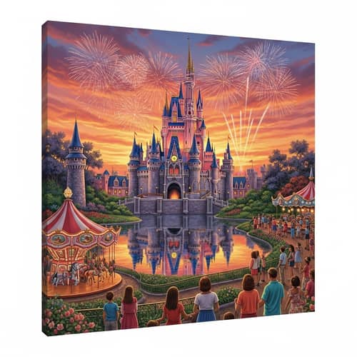 Magical Walt Disney World Painting - Cinderella's Castle Sunset Scene