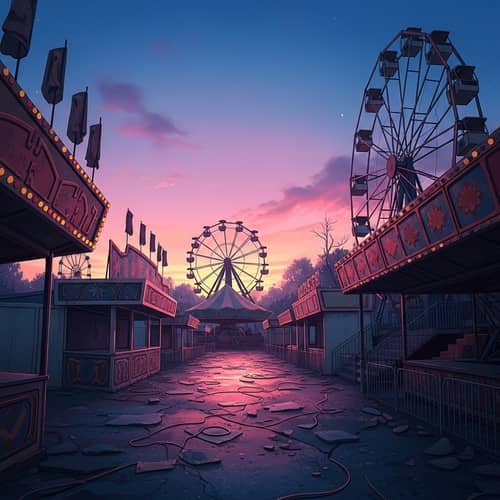 Ethereal Abandoned Carnival at Dusk | Surreal Digital Painting