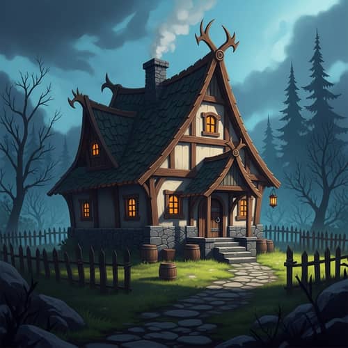 Dark Magic Cottage Fantasy Illustration