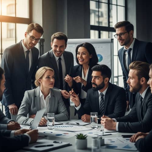 Leadership-Focused Business Executives Meeting in Modern Room