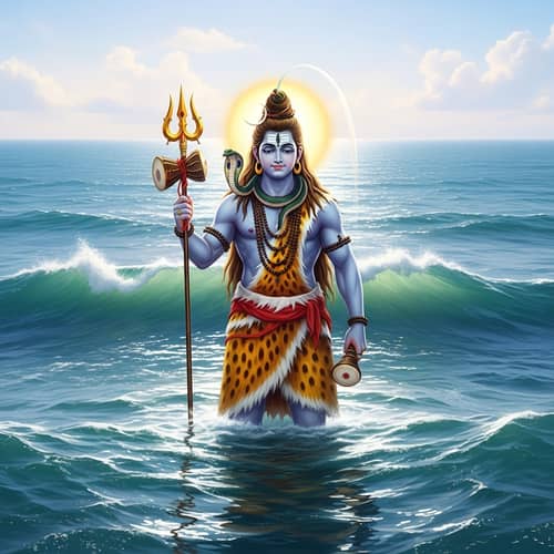 Shiva Standing Serenely in Vast Sea | Hindu Deity Depiction