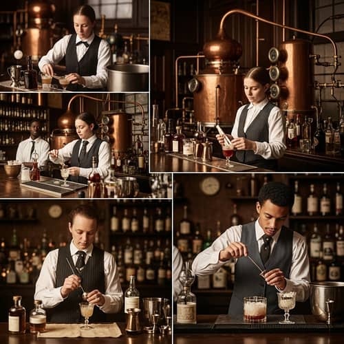 Vintage 1800s Cocktail Bar: Elegance & Ambiance in Sepia Tones