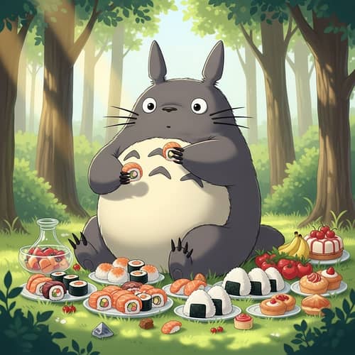 Feast with Totoro: Colorful Sushi, Fresh Fruits & More