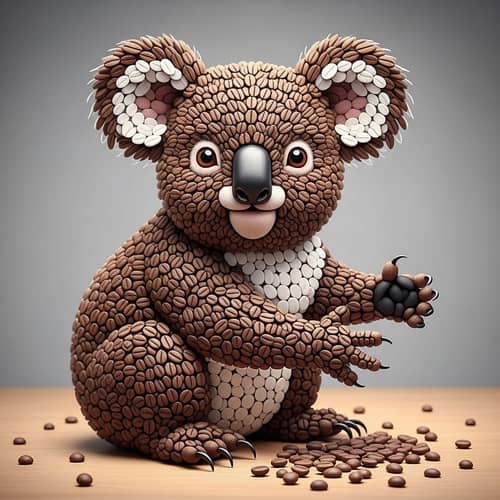 Coffee Bean Koala Bear Art | Unique Handcrafted Koala Sculpture