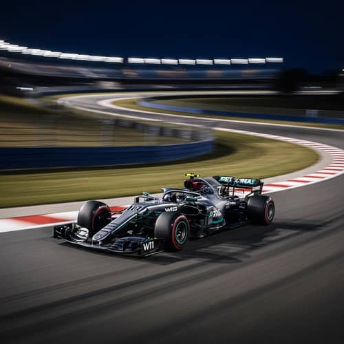 Black and Silver Formula 1 Racing Car at Night | W11 Driver