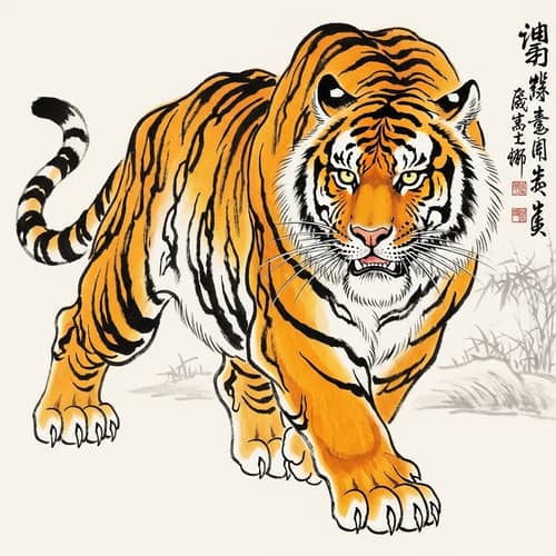 Traditional Chinese Art Tiger Painting