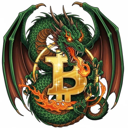 Dragon Tattoo with Golden Bitcoin Symbol Design