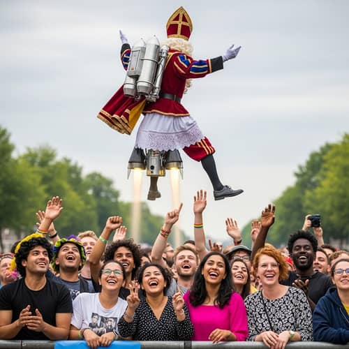 Sinterklaas on Jet-pack over Amsterdam Canal Pride | Vibrant Diversity Event