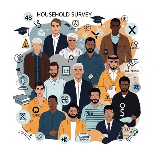 Household Survey Representation: Adult Males, Age 48, Educ. Levels