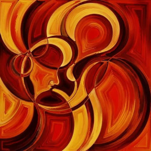 Abstract Empathy Art: Warm Colors & Curved Shapes | Expressive Style