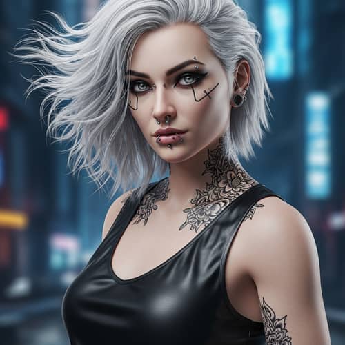 Caucasian Gothic Athletic Female Digital Art Portrait