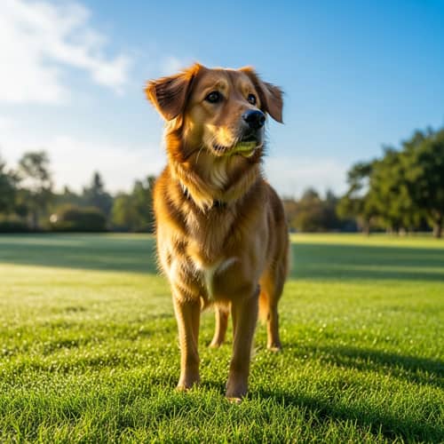 Medium-Sized Dog Enjoying Sunny Park | Nature Photography