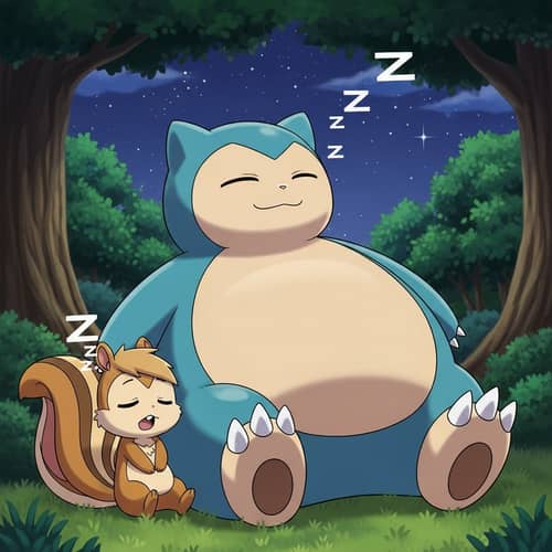 Chimcha and Snorlax Sleeping | Peaceful Night Scene