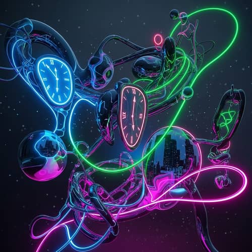 Futuristic Abstract Digital Artwork with Cyberpunk Essence