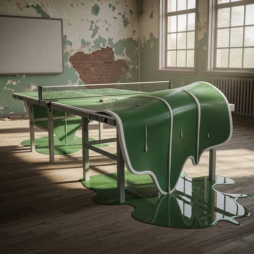 Sad Ping Pong Table Melting in Classroom